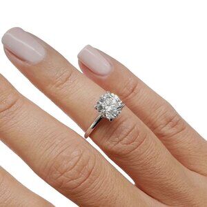 2.00 CT Round Cut VVS1/D GRA Moissanite Engagement Ring 14K White Gold Size 7
